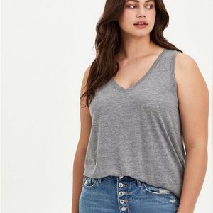NWOT Torrid Vintage Triblend Jersey V-Neck Tank. Grey. 2X.